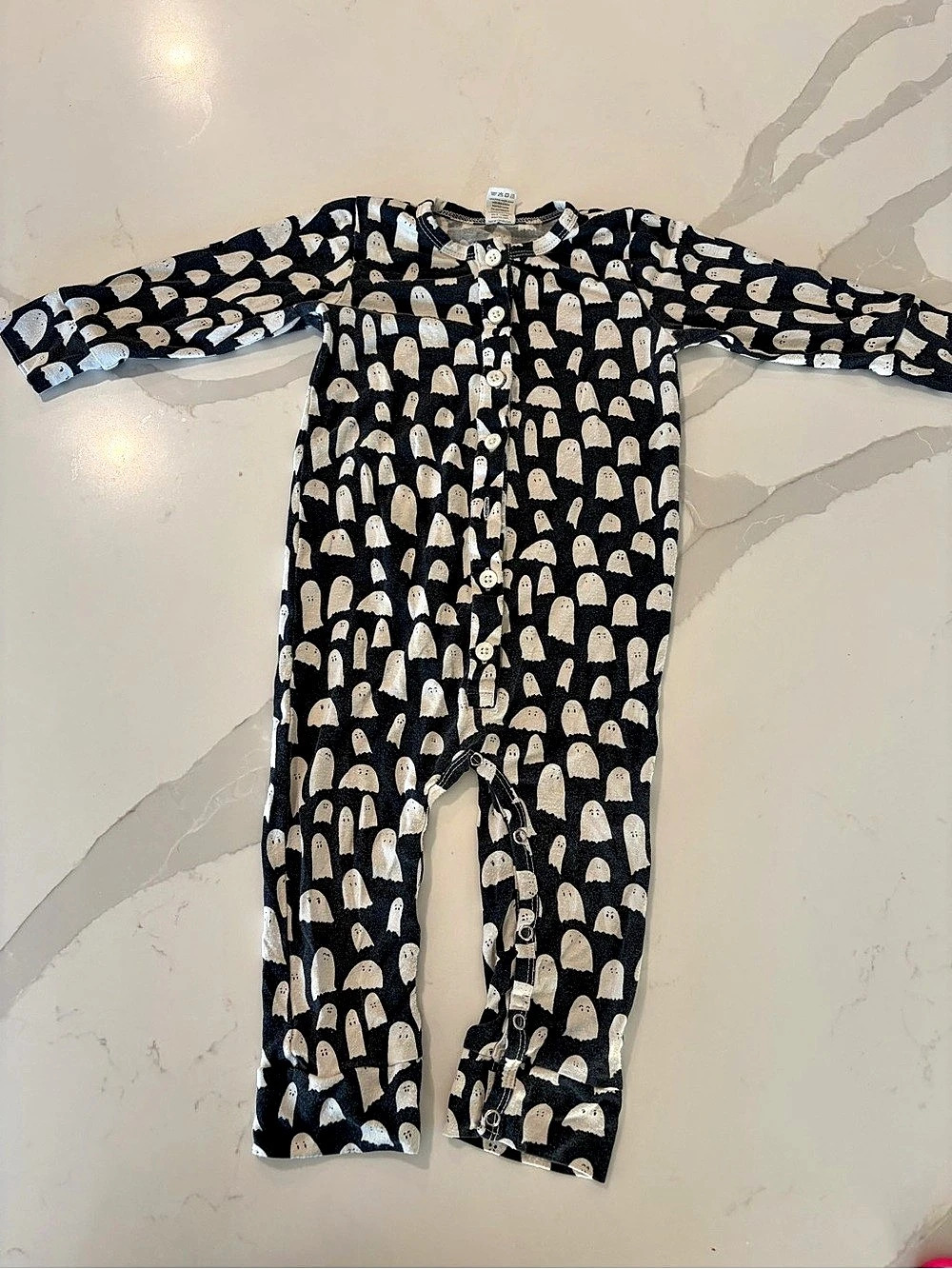 kate quinn Black White Ghost Halloween Print Romper Jumpsuit 18-24M